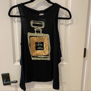 Gold sequined tank with back cutout